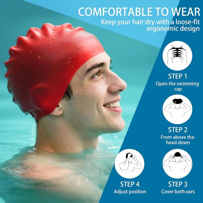 Whale Extra Large Swim Cap for Women Men Non-Slip, High Elasticity Keeps Hair Dry Unisex Large Size Suitable for Long Hair, Curly Hair and African Dreadlocks - Image 5